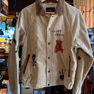Teddy Fresh Corduroy Jacket - Cream with Brown Details